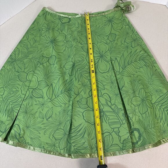 St. John’s Bay Vintage Y2K Green Floral Hawaiian Wrap Skirt Stretch Women’s 10 - Picture 6 of 9